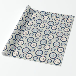 Blue Red Beach Muscheln zum Geburtstag Geschenkpapier