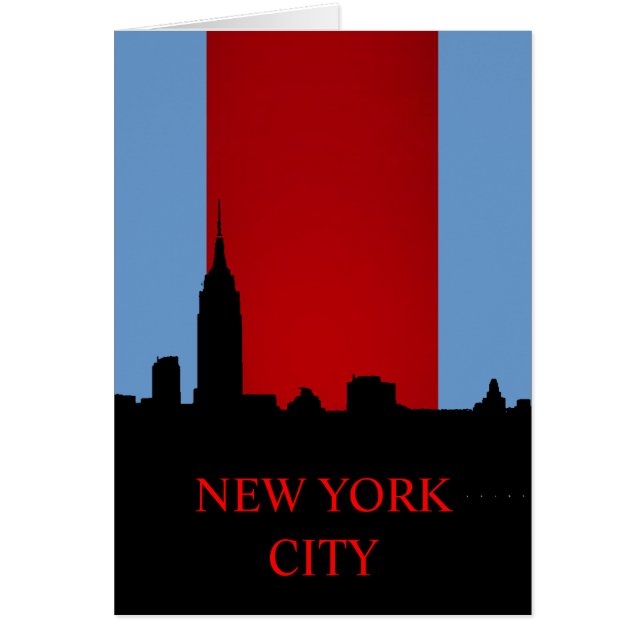 Blue Red Black New York Silhouette Card (Vorne)