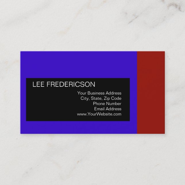 Blue Red Black Simple Schlicht Business Card Visitenkarte (Vorderseite)