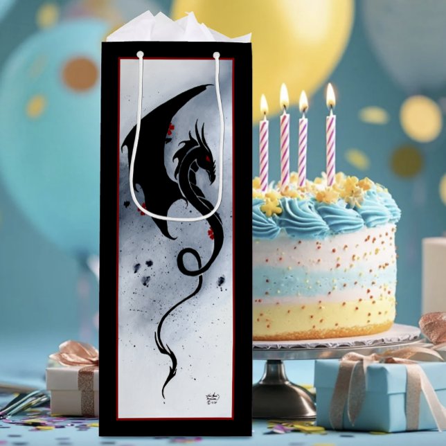 Blue Red Blume Black Dragon Geschenktüte Für Weinflaschen (Von Creator hochgeladen)