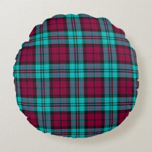 Blue Red Campbell Tartan Blackwatch Kariert Rundes Kissen