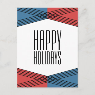 Blue Red Colorate Deko Holiday Postcard Feiertagspostkarte
