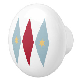 Blue Red Diamonds Cream Stars Mid Mod Keramikknauf