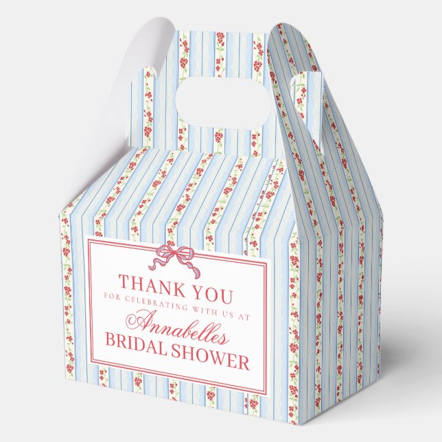 Blue & Red Fancy Floral Bridal Shower Favor Geschenkschachtel (Vorderseite)