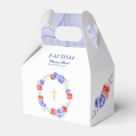 Blue Red Floral Wreath Boy Girl Baptisse Geschenkschachtel