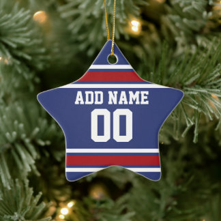 Blue Red Football Jersey Individuelle Name Number Keramik Ornament