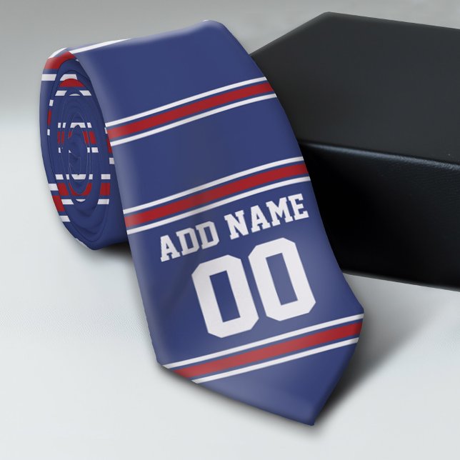 Blue Red Football Jersey Individuelle Name Number Krawatte (Custom Tie)