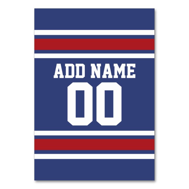 Blue Red Football Jersey Individuelle Name Number Tischnummer (Vorderseite)