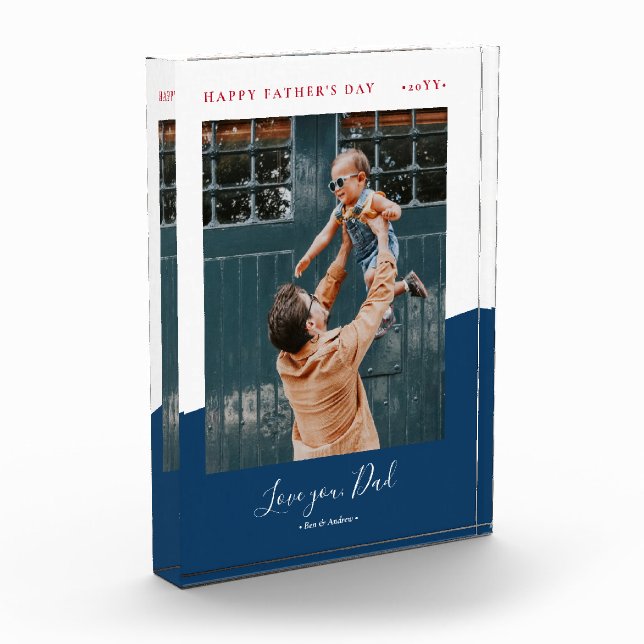 Blue & Red | Foto-Geschenk des modernen Vaters Fotoblock (Links)