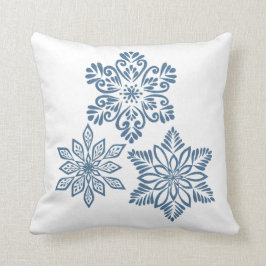 Blue Red Glitzer Snowflakes Kissen