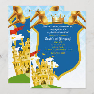 Blue Red Gold Royal Prince Burg Einladung