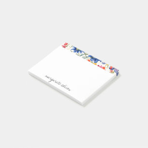 Blue Red Green Florals Design Post-it Klebezettel