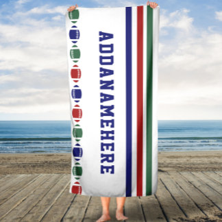 Blue Red Green Stripes Football Serviette de bain