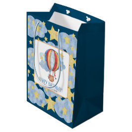Blue Red Hot Air Ballon Stars Kinder glücklich Geb Mittlere Geschenktüte