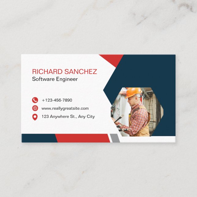 Blue Red Modern Custom   Visitenkarte (Vorderseite)