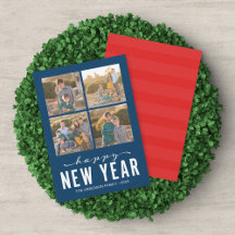 Blue Red Modern Happy New Year FotoCollage