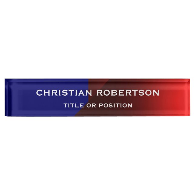 Blue Red Modern Simple Schlicht Business Namensplakette (Vorderseite)