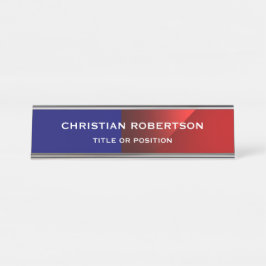 Blue Red Modern Simple Schlicht Business Schreibtischnamensplakette