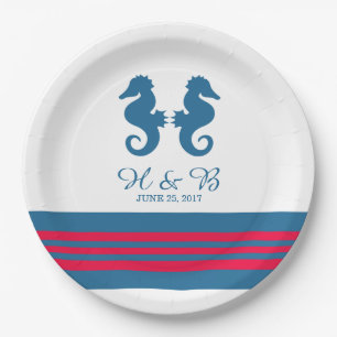 Blue Red Nautic Seepferd Paper Teller