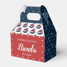 Blue & Red Nautical Baby Shower 4"w x 2.5"l x 5"h Geschenkschachtel
