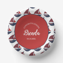Blue & Red Nautical Baby Shower Pappteller