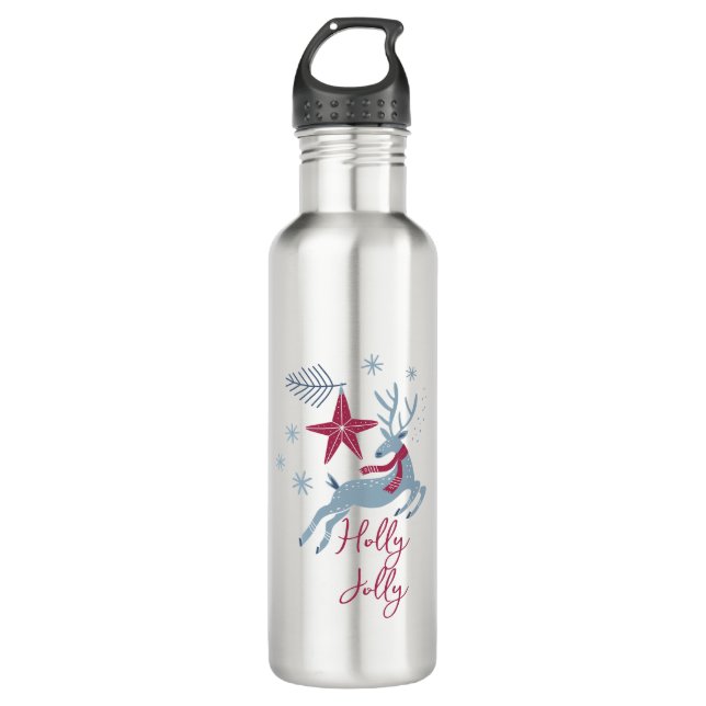 Blue Red Niedlich Simple Holiday Weihnachten Insul Edelstahlflasche (Vorderseite)