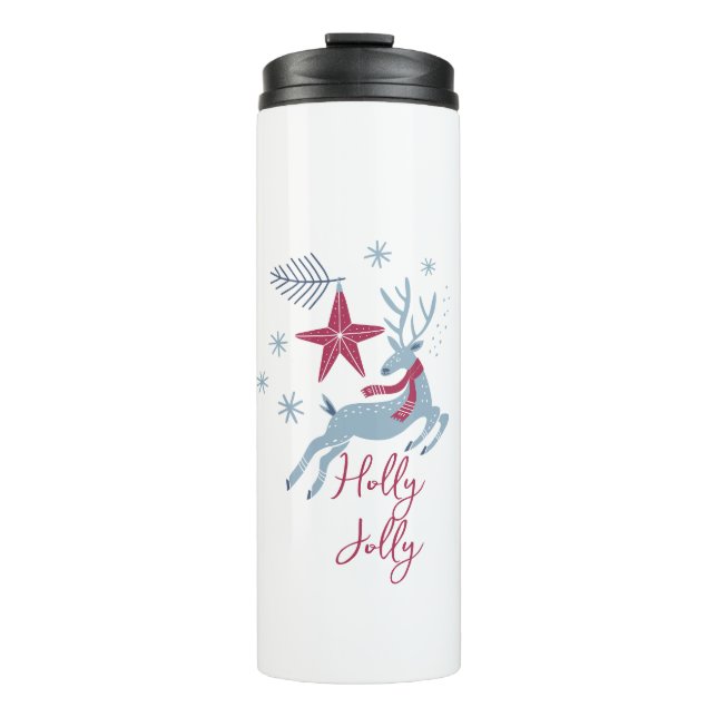 Blue Red Niedlich Simple Holiday Weihnachten Insul Thermosbecher (Vorderseite)