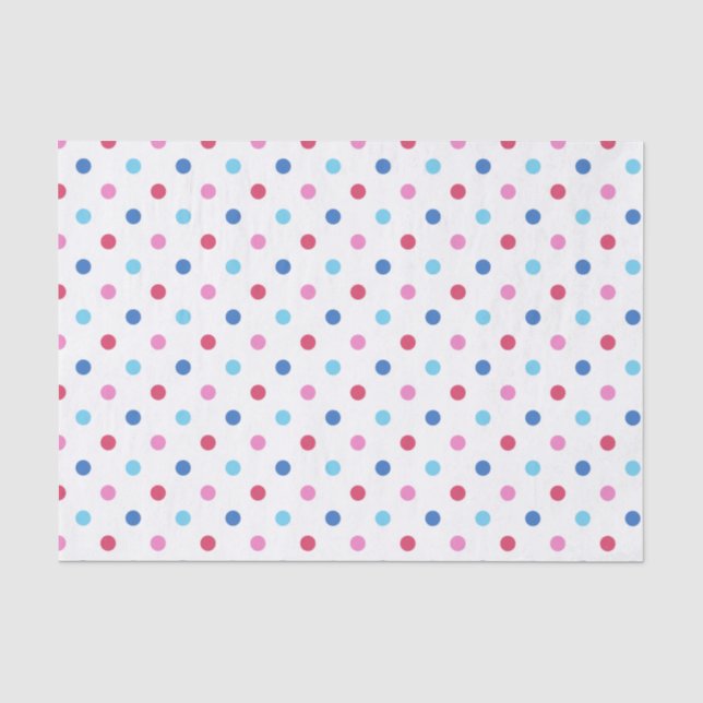 Blue, Red, Pink Polka Dot Seidenpapier (Vorderseite)