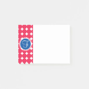 Blue & Red Polka Dot Monogram Post-it Klebezettel