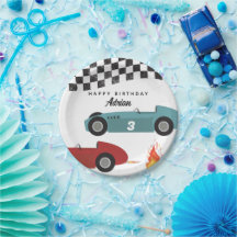 Blue Red Race Fast Retro Racing Cars Geburtstag