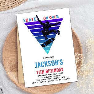 Blue Red Skateboards Invitations Anniversaire