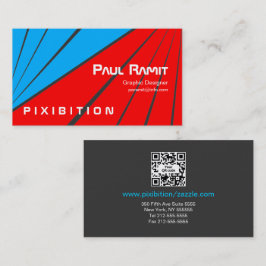 Blue Red Strip Sport Business Card mit QR-Code 1 Visitenkarte