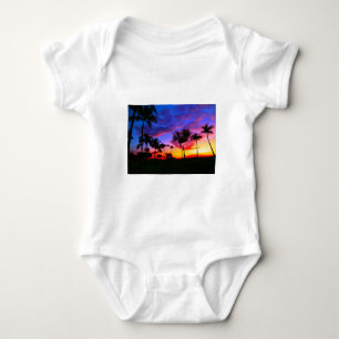 Blue Red Sunset Exotic Hawaiian Beach Palm Bäume Baby Strampler