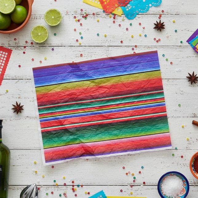 Blue Red Traditional Fiesta Mexican Blanket Seidenpapier (Von Creator hochgeladen)