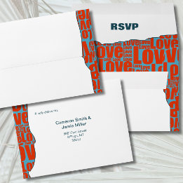 Blue Red Typografy Border Herbsthochzeit RSVP