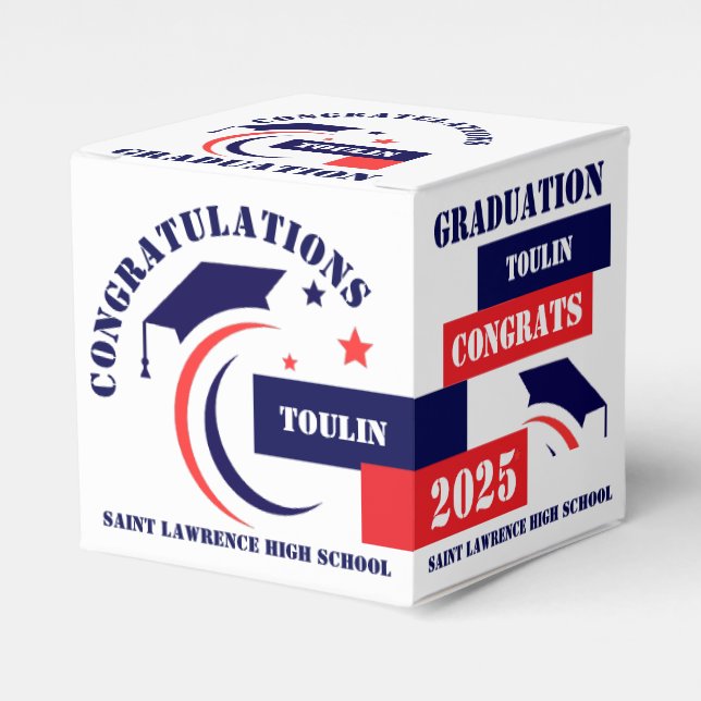 Blue Red White Abschluss 2025 Custom Gastgeschenk Geschenkschachtel (Vorderseite)
