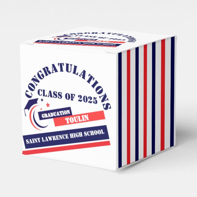 Blue Red White Abschluss 2025 Custom Party Geschenkschachtel (Vorderseite)
