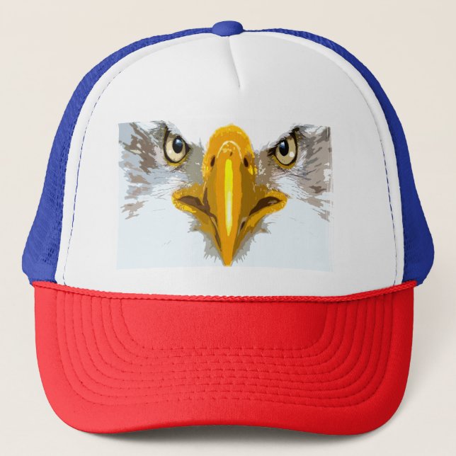 Blue Red White Eagle Head Pop Moderne Kunst, Dicht Truckerkappe (Vorderseite)