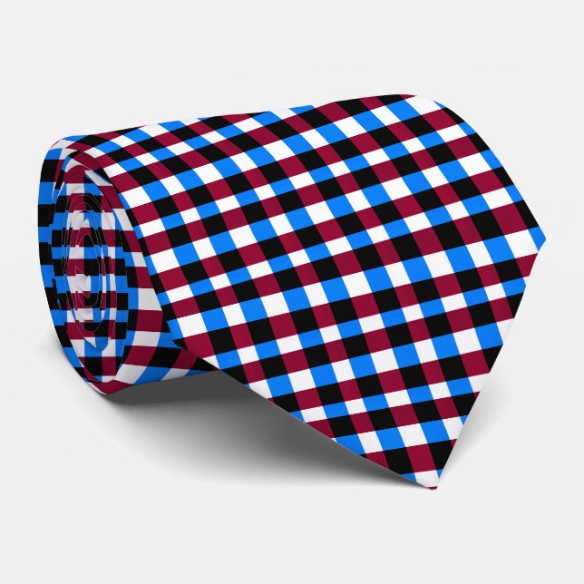 Blue Red White Squares Krawatte (Gerollt)