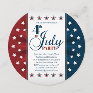 Blue Red White Stars und Banner Amerikanische Unab Einladung