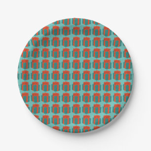 Blue Red Wrapped Holiday Birthday Hanukkah Präsent Pappteller