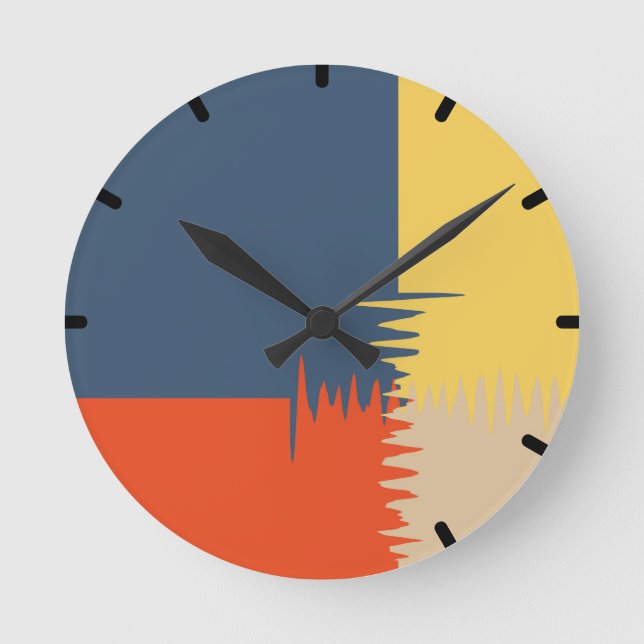 Blue Red Yellow Cream Runde Wanduhr (Vorderseite)