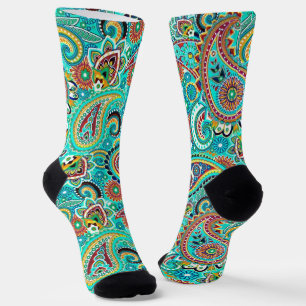 Blue Red Yellow Paisley Socken