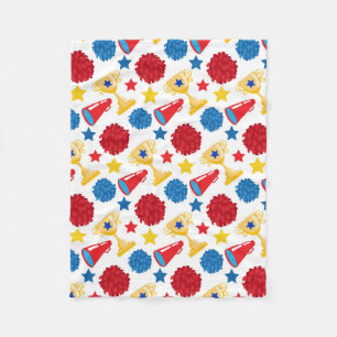 Blue Red Yellow Stars Cheerleader Megaphone Pom Fleecedecke