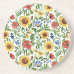 Blue Red Yellow Sunflowers Italian Floral Getränkeuntersetzer<br><div class="desc">Blue Red Yellow Sunflowers Italian Floral</div>