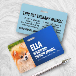 Blue Registered Therapy Animal Custom Foto ID Ausweis