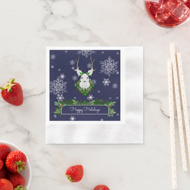 Blue Reindeer Paper Napkin Serviette (Beispiel)