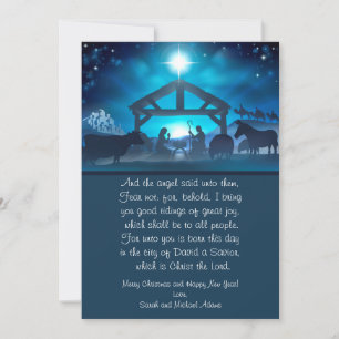 Blue Religiity Nativity 12x18 Weihnachtskarte Feiertagskarte