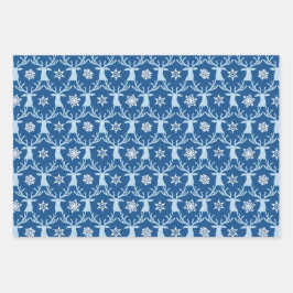 Blue Rentier Weihnachtsmuster Geschenkpapier Set
