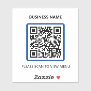 Blue Restaurant QR Code Scan for Menu Sticker